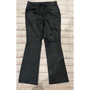 Belle by Kim Gravel Faux Leather Back Pant-Black Flare Bottom Size 12